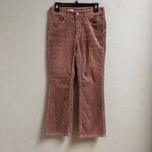 Pilcro Womens Yaya Mid-Rise Corduroy‎ Crop Flare Jeans Size 27 Pink Boho Hippie